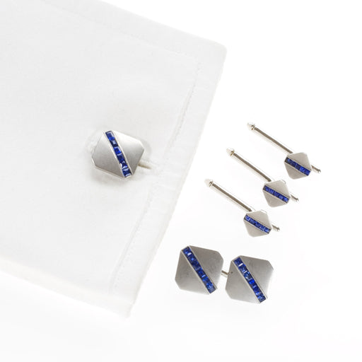 Macklowe Gallery Tiffany & Co. Sapphire Cuff Link and Shirt Stud Set