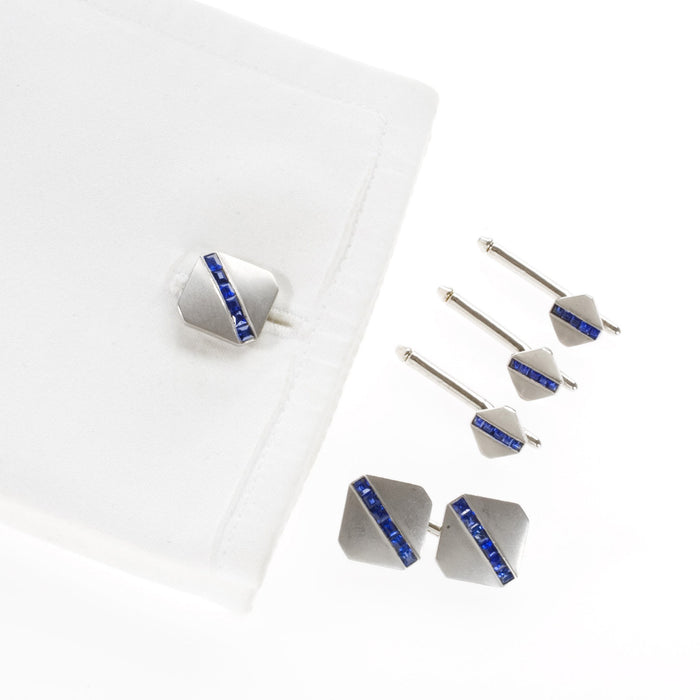 Macklowe Gallery Tiffany & Co. Sapphire Cuff Link and Shirt Stud Set