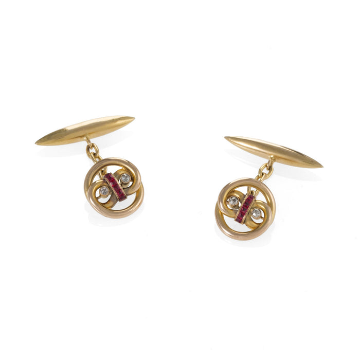 Macklowe Gallery Ruby and Diamond Cuff Links