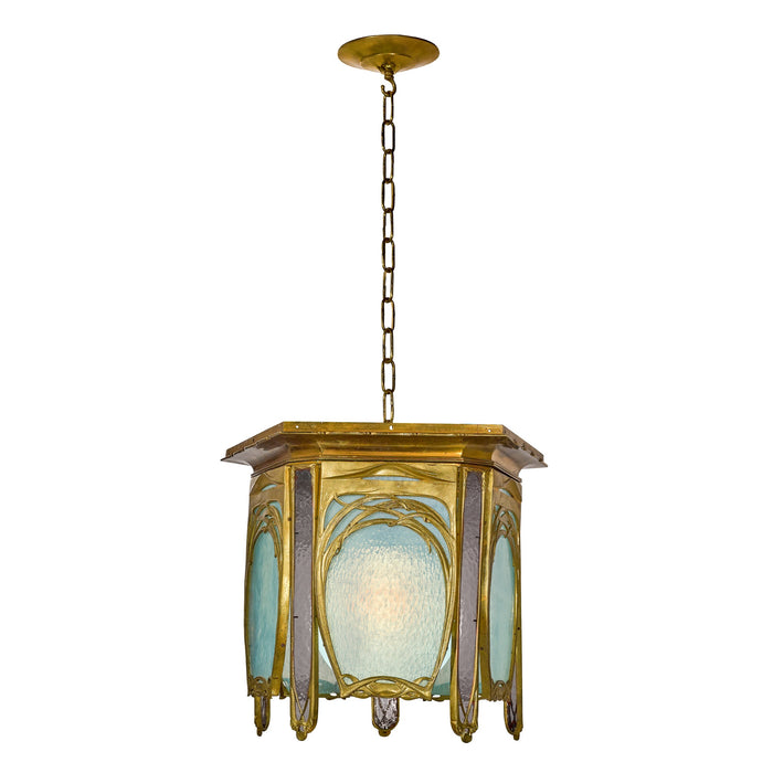 Macklowe Gallery Hector Guimard Gilt Bronze and Glass Lantern Chandelier