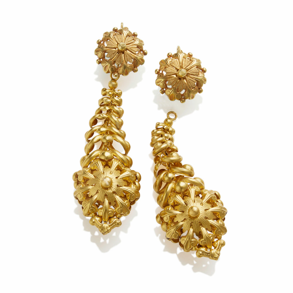 
                      
                        Macklowe Gallery Antique French "Milanos" Long Pendant Earrings
                      
                    