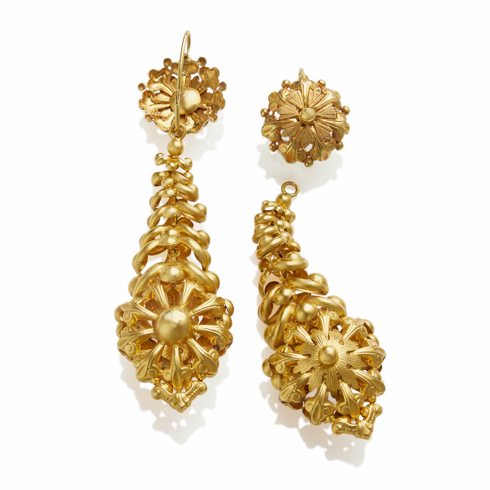 
                      
                        Macklowe Gallery Antique French "Milanos" Long Pendant Earrings
                      
                    