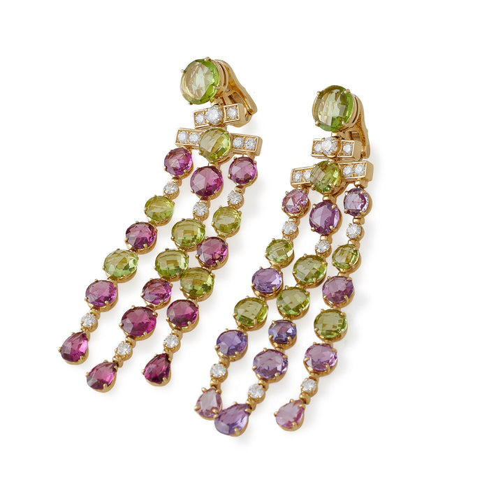 Macklowe Gallery Bulgari Rome Tourmaline and Peridot Cascade Pendant Earrings