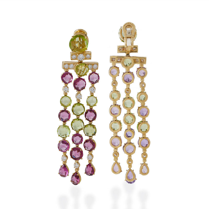 Macklowe Gallery Bulgari Rome Tourmaline and Peridot Cascade Pendant Earrings