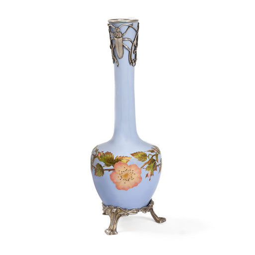 Macklowe Gallery Eugène Feuillâtre Enamel Silver Vase 