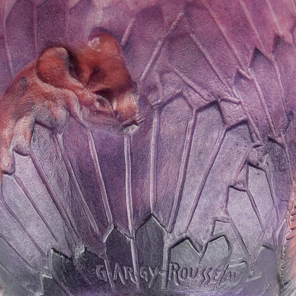 
                      
                        Macklowe Gallery Gabriel Argy-Rousseau "Ecureuils Dans L'Herbe" Pâte de Verre Glass Vase
                      
                    