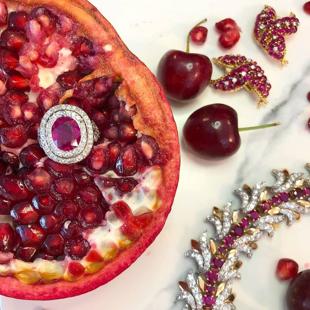 
                      
                        Macklowe Gallery Tiffany & Co. Burmese Ruby and Diamond Leaf Bracelet
                      
                    