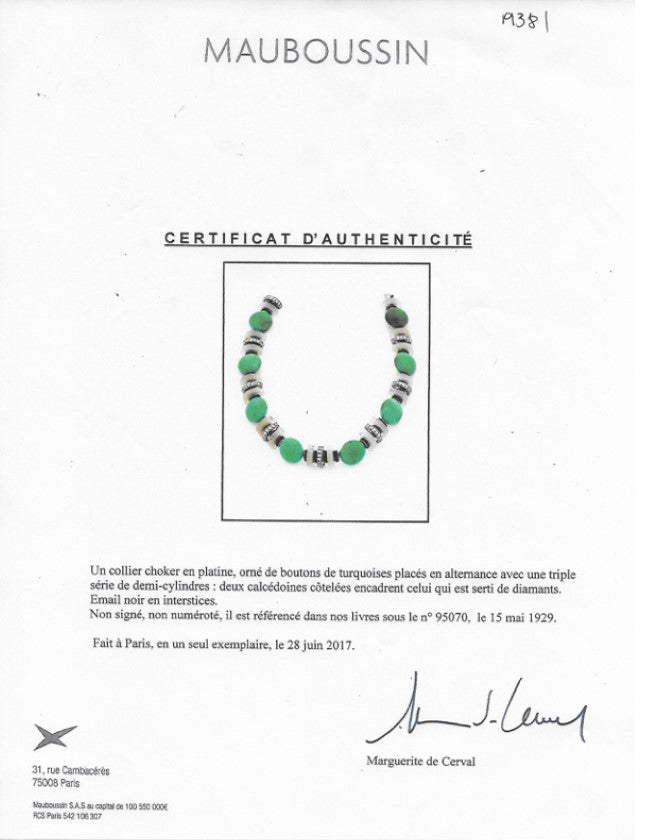 
                      
                        Macklowe Gallery Mauboussin Turquoise, Chalcedony and Diamond Necklace
                      
                    