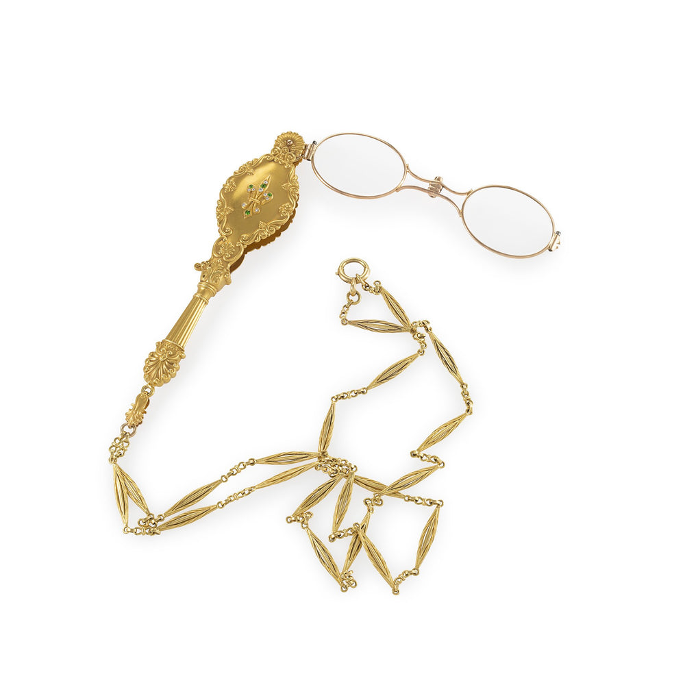 
                      
                        Macklowe Gallery Demantoid Garnet and Diamond Lorgnette Necklace
                      
                    