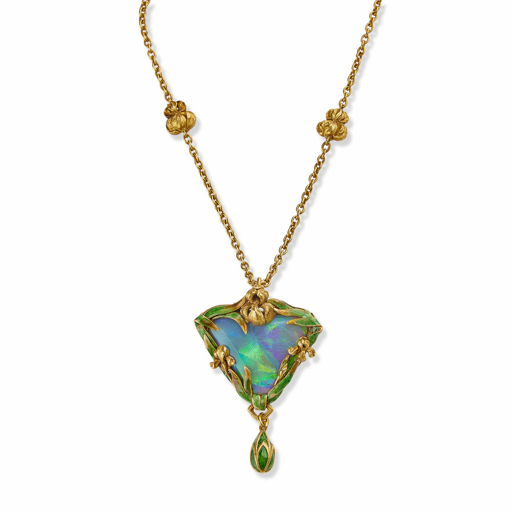 Macklowe Gallery Marcus & Co. Black Opal and Enamel Pendant Necklace