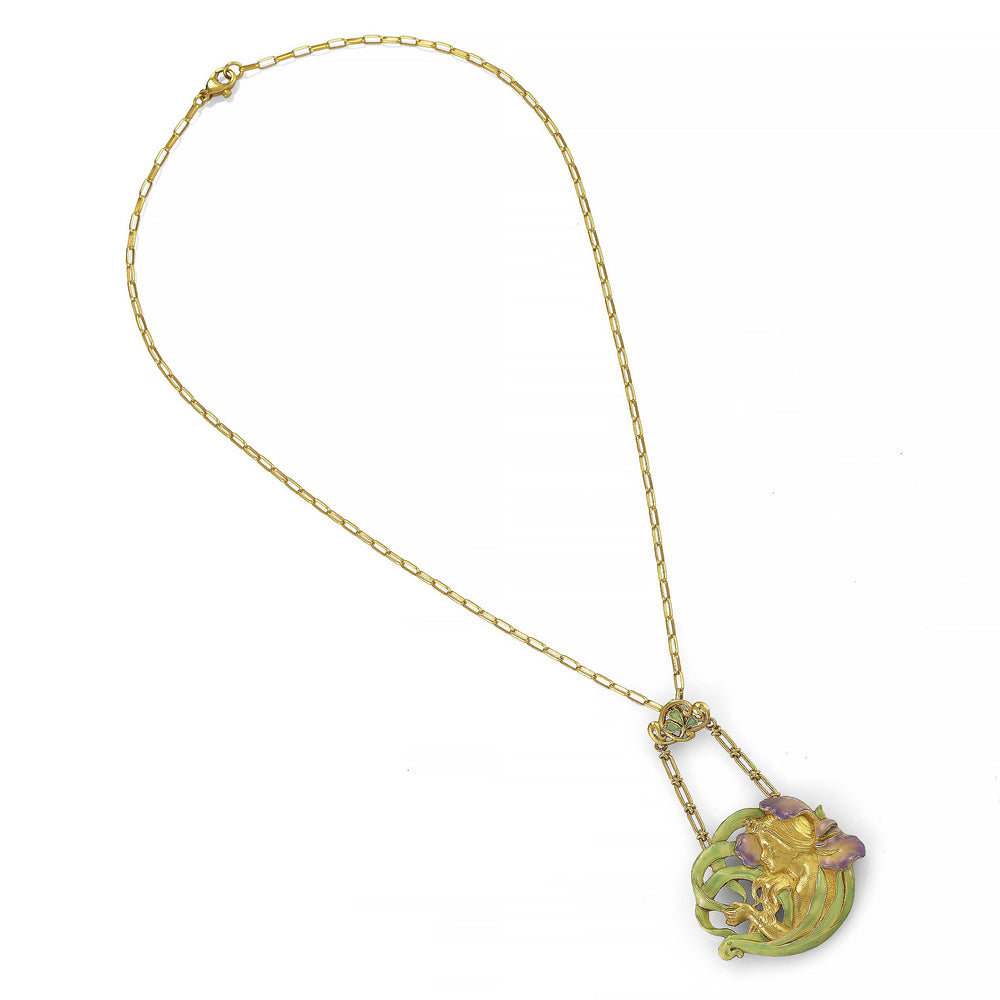 
                      
                        Macklowe Gallery André Rambour "Femme-Fleur" Enamel Gold Pendant
                      
                    