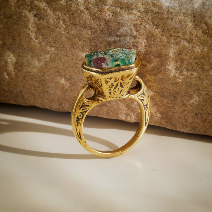 Macklowe Gallery Renaissance Ring with Ancient Roman Mosaic Glass