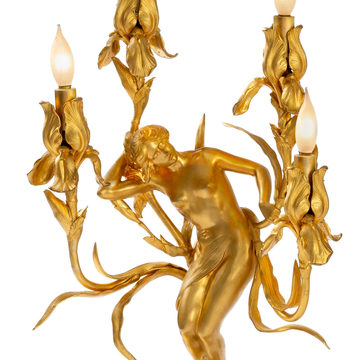 Macklowe Gallery Maurice Bouval Pair of Gilt Bronze "Obsession et Reve" Candelabra