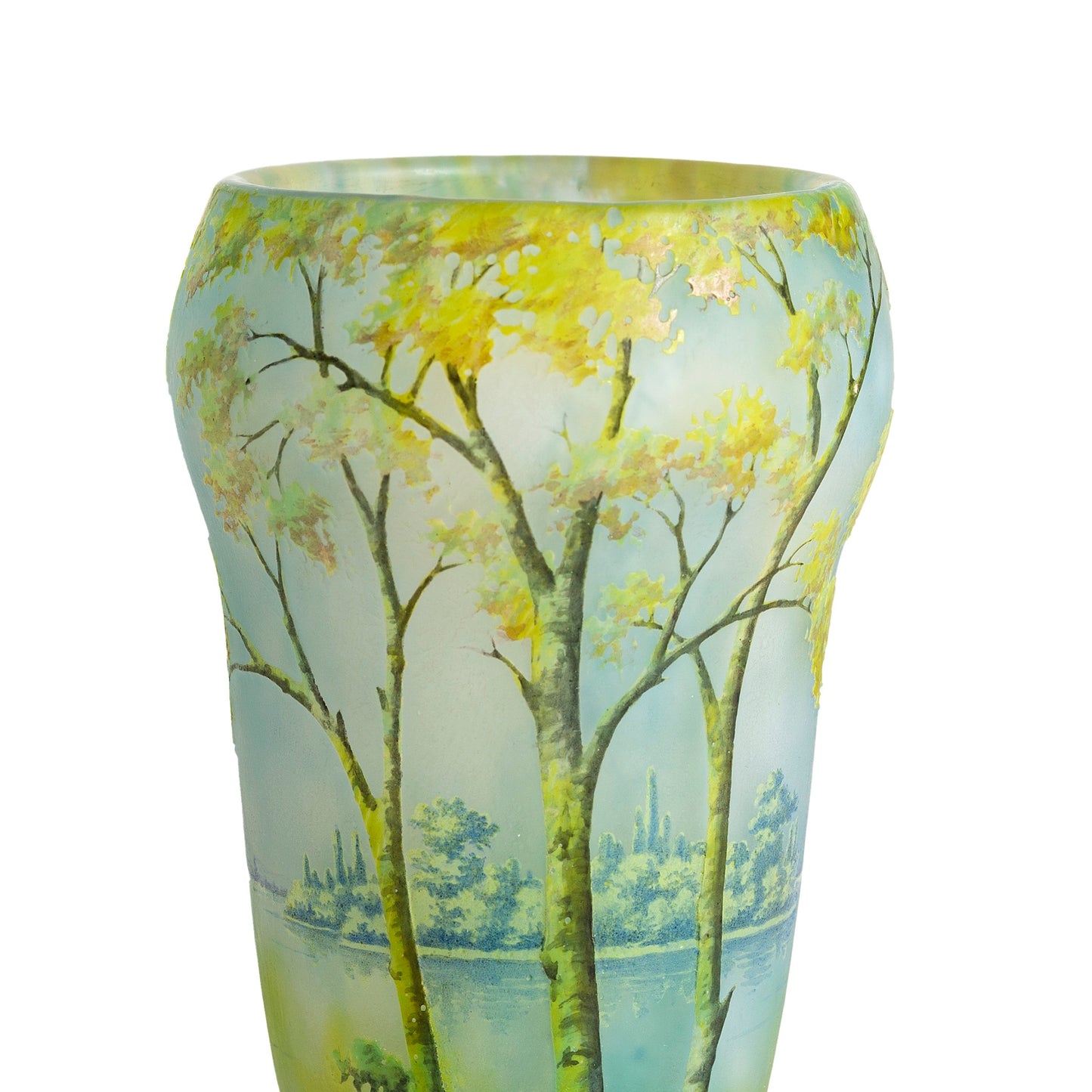 Macklowe Gallery Daum Nancy "Birch Scene" Cameo Glass Vase