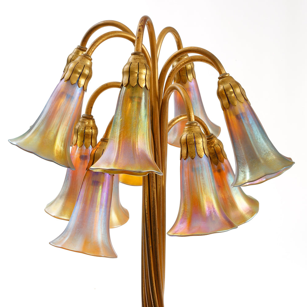 
                      
                        Macklowe Gallery Tiffany Studios New York "Twelve Light Lily" Gilt Bronze Floor Lamp
                      
                    