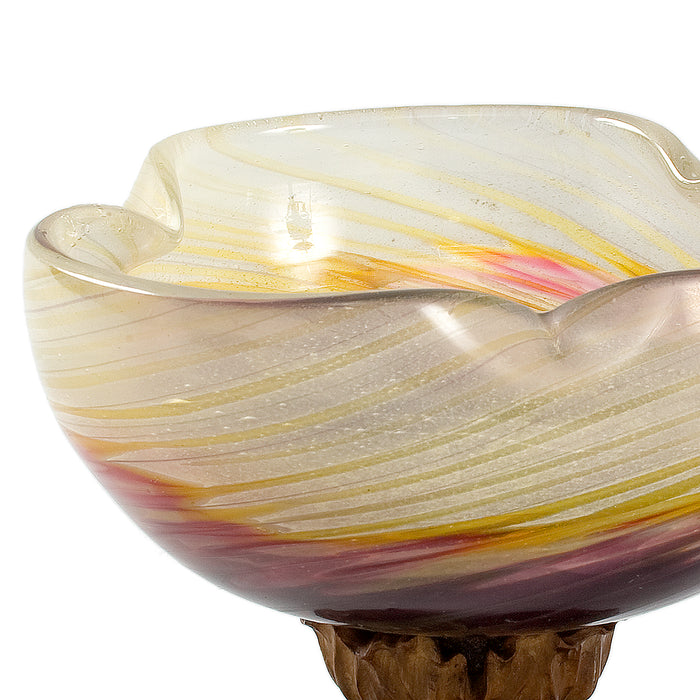 Émile Gallé Glass Bowl with Walnut Foot