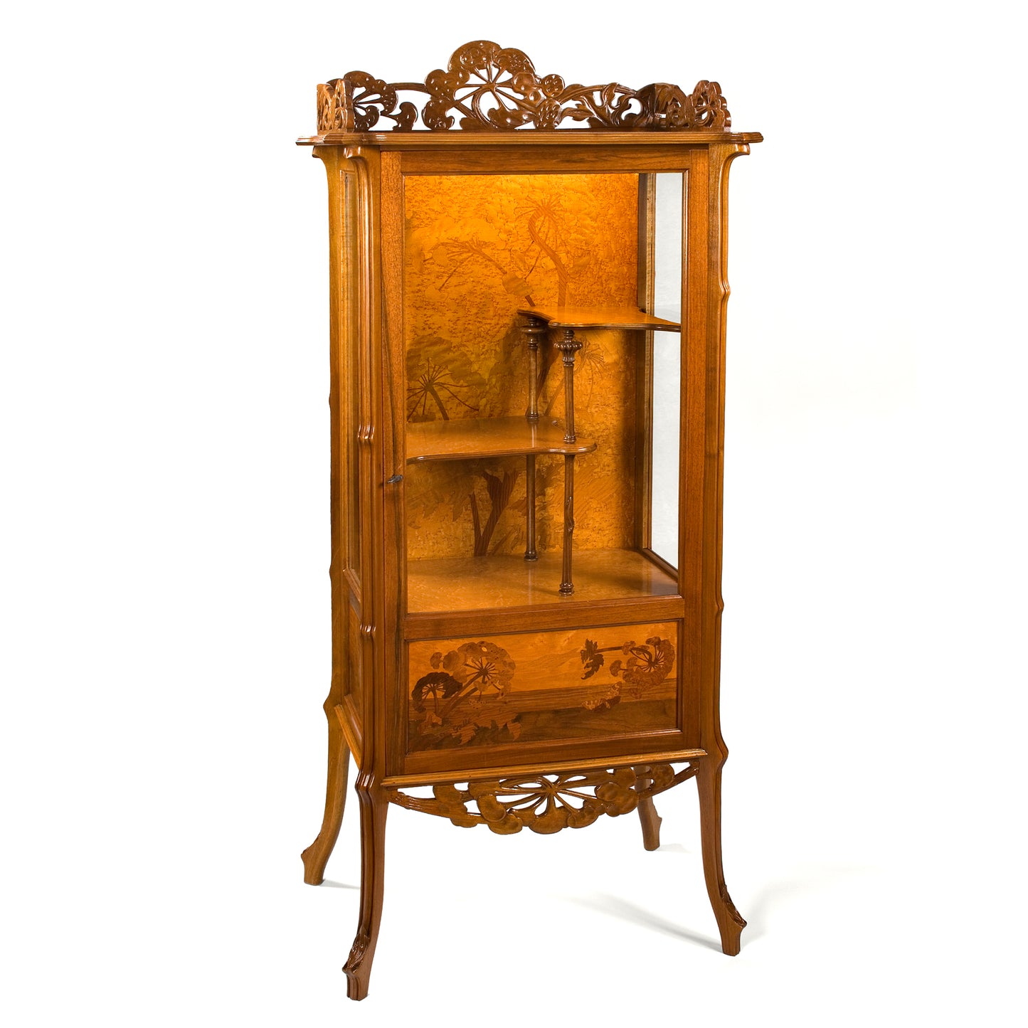 Macklowe Gallery Émile Gallé "Ombelliféres" Fruitwood Marquetry Vitrine