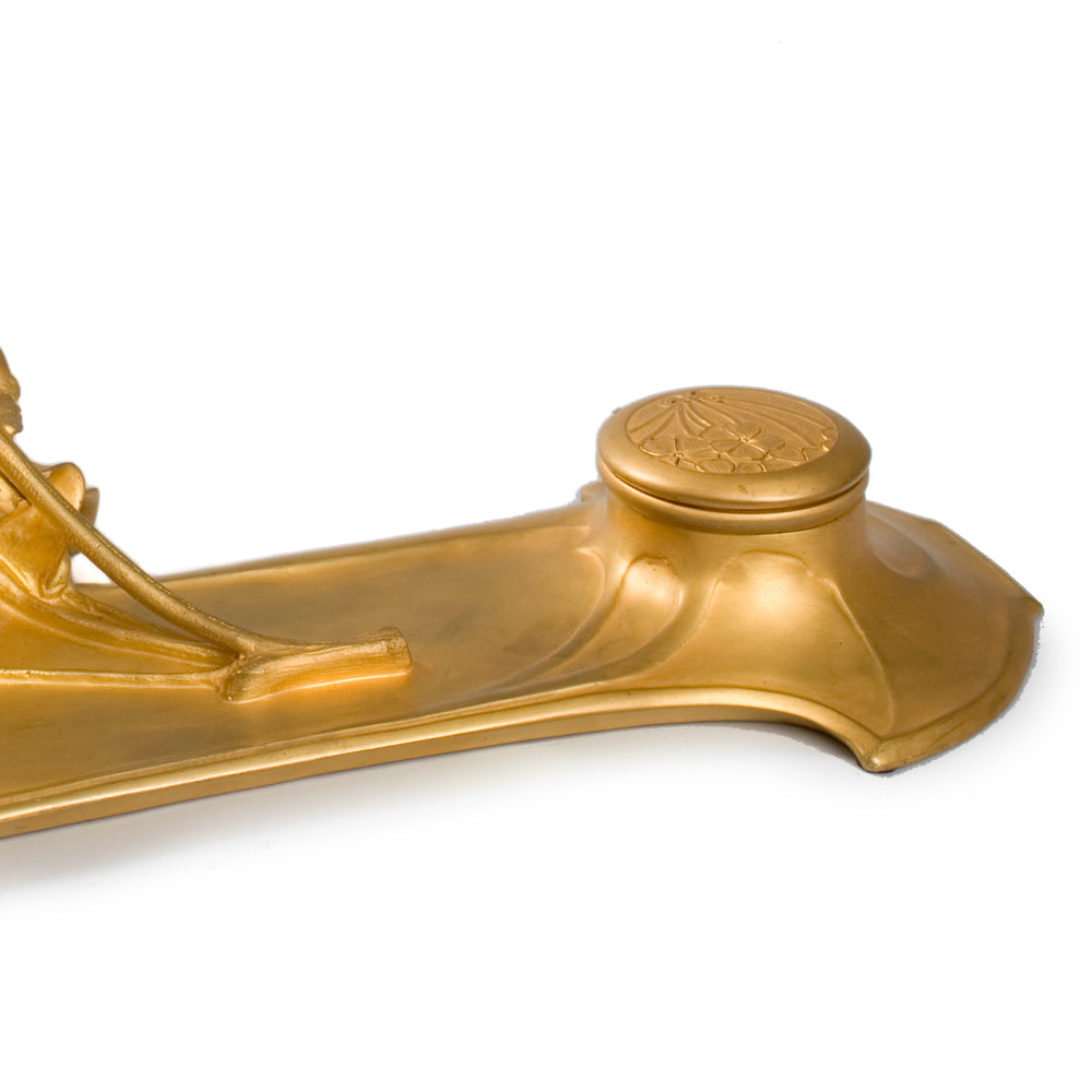 
                      
                        Macklowe Gallery Charles Korschann Lighted Gilt Bronze Figural Sculpture and Inkwell
                      
                    