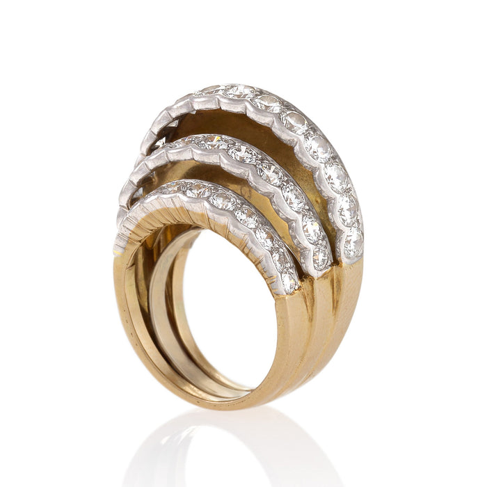 Macklowe Gallery Cartier Stepped Gold and Diamond Ring