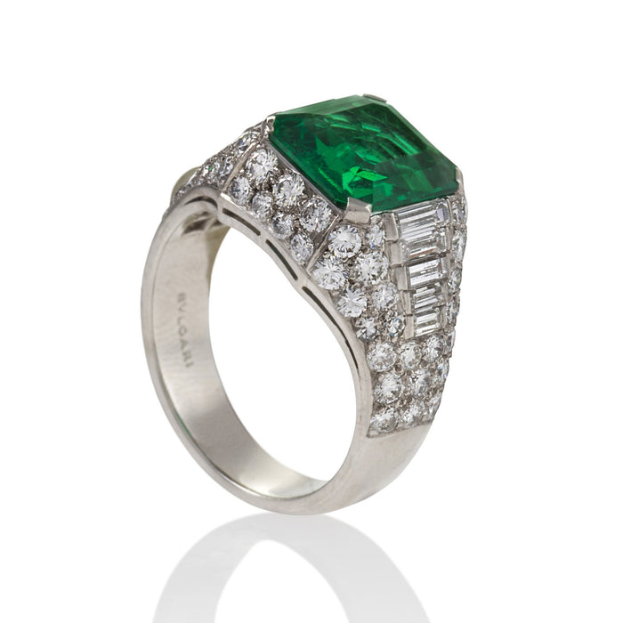 Macklowe Gallery Bulgari Emerald and Diamond "Trombino" Ring